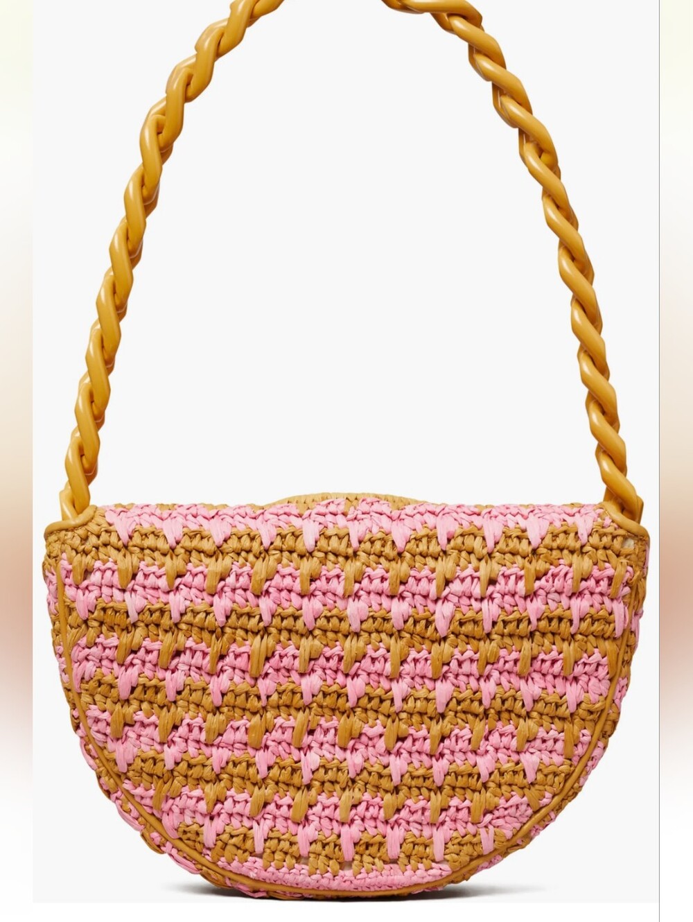 Tory Burch Mini Fleming Soft Raffia Crochet Crescent Shoulder Bag - Picture 2 of 8